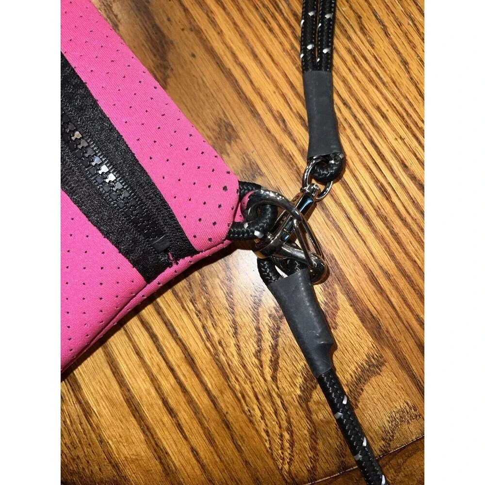 Neoprene Star Convertible Tote Bag Large With Detachable Cosmetic Bag Black Pink